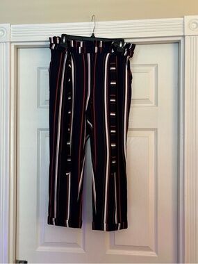 No Boundaries Navy Pants with Red and White Stripes